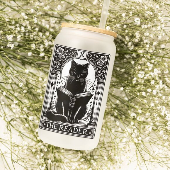The Reader, Cat Tarot Card, Cat Reader Tumbler, Witchy Tarot Mug, for Cat Lovers - Picture 3 of 7